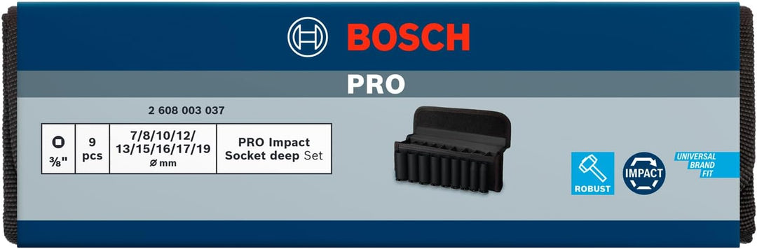 Bosch 9x PRO Impact Steckschlüsseleinsatz-Set (69 x 35 mm, Professional Zubehör Bohrer und Schrauber