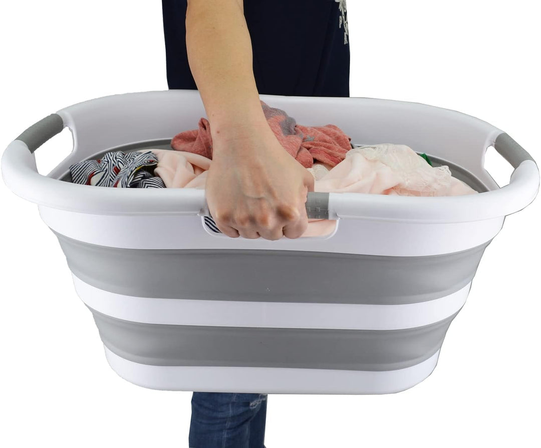 SAMMART 40L zusammenklappbarer Wäschekorb aus Kunststoff – faltbarer Pop-Up-Aufbewahrungsbehälter/Or