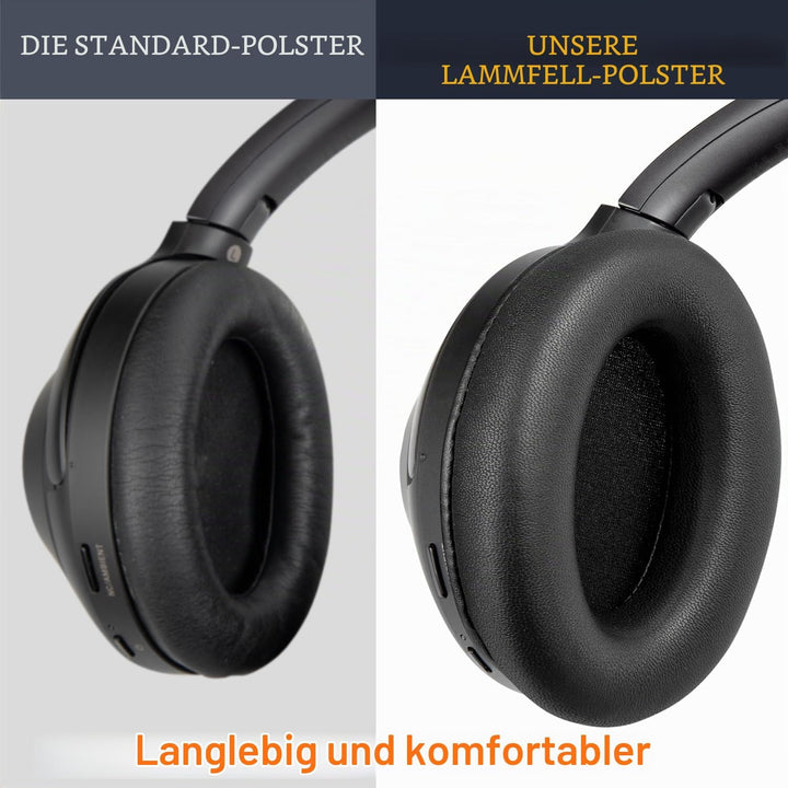 SOULWIT Lammfell Ersatzpolster Ersatz Ohrpolster für Sony WH-1000XM3 (WH1000XM3) Over-Ear Kopfhörer,