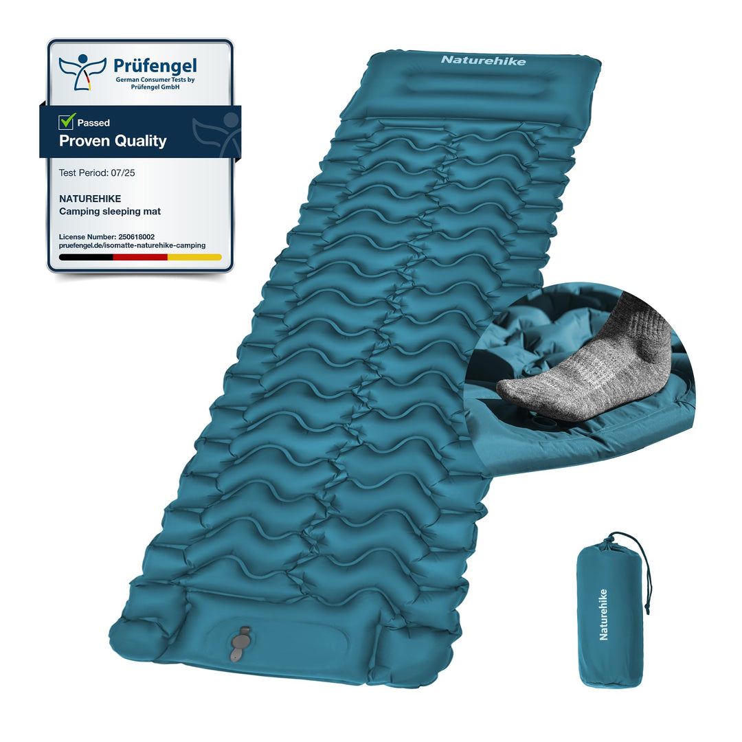Naturehike Camping Isomatte, Ultraleichte Aufblasbare Schlafmatten, Integrierte Luftpumpe ist Einfac