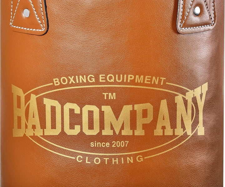 Bad Company Retro Boxsack inkl. Heavy Duty Vierpunkt-Stahlkette I Kunstleder Punching Bag I gefüllt/