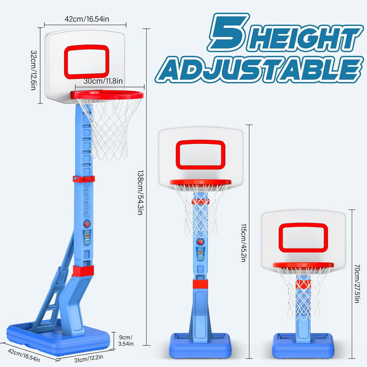 Kinder Basketballkorb,Basketballkorb Indoor Outdoor Réglable en 5 hauteurs 70-138 cm mit Mini Basket