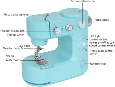Nähmaschine für Anfänger mit Eingebautem LED-Licht und Fusspedal, Elektrische Nähmaschine, Haushalts