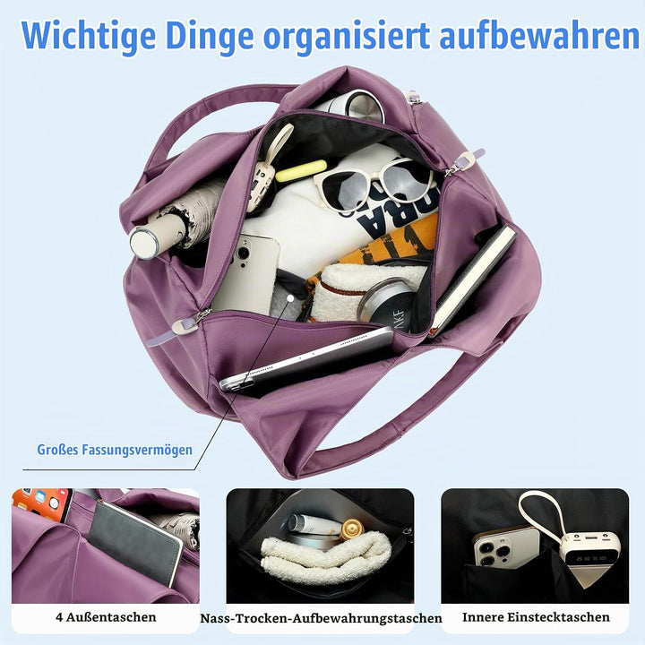 Sporttasche für Damen und Herren mit Schuhfach &amp; Nassfach Weekender Reisetasche Freizeit Handtasche