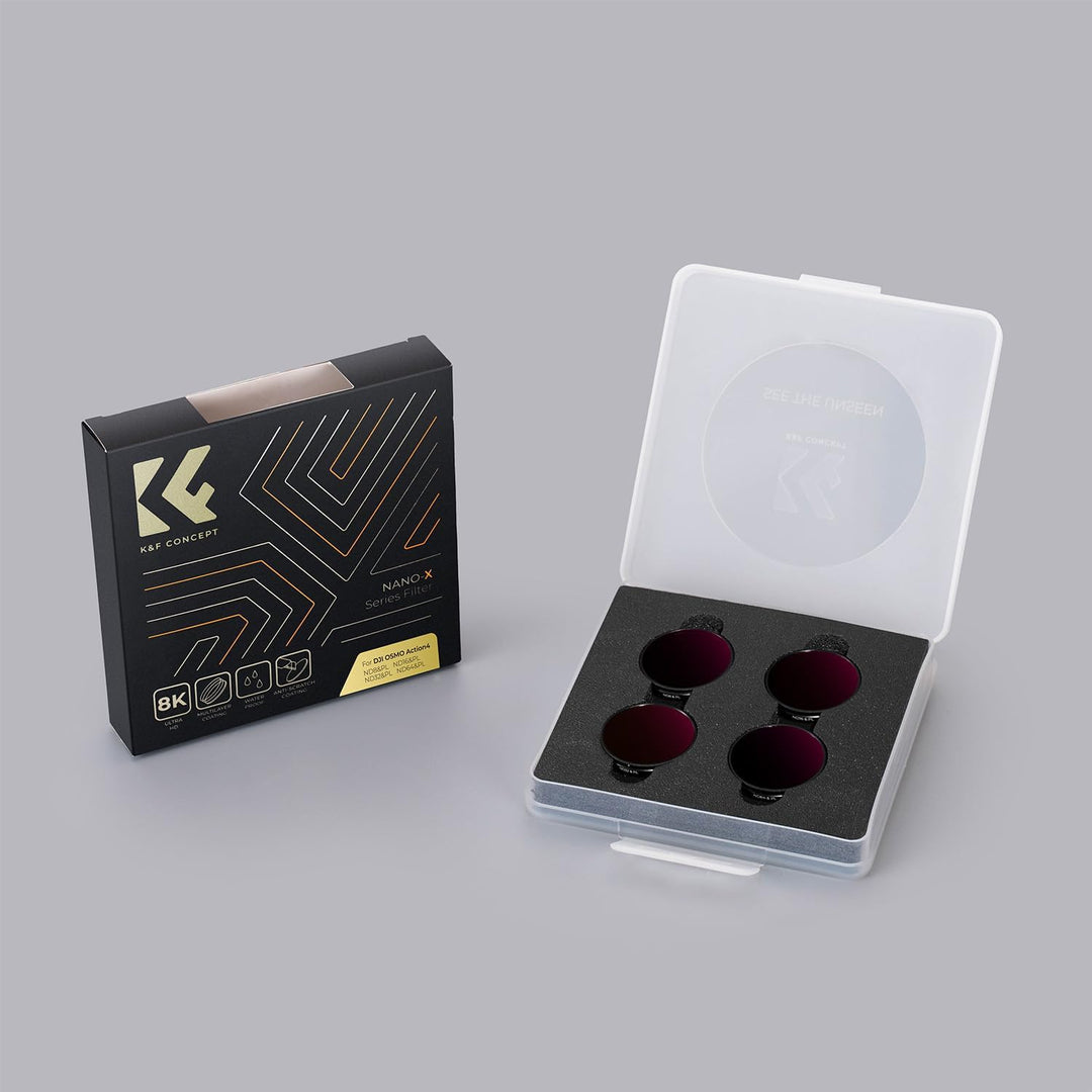 K&F Concept ND/PL Filtersets,4er Pack ND8/PL,ND16/PL,ND32/PL,ND64/PL Filter kompatibel mit DJI Osmo