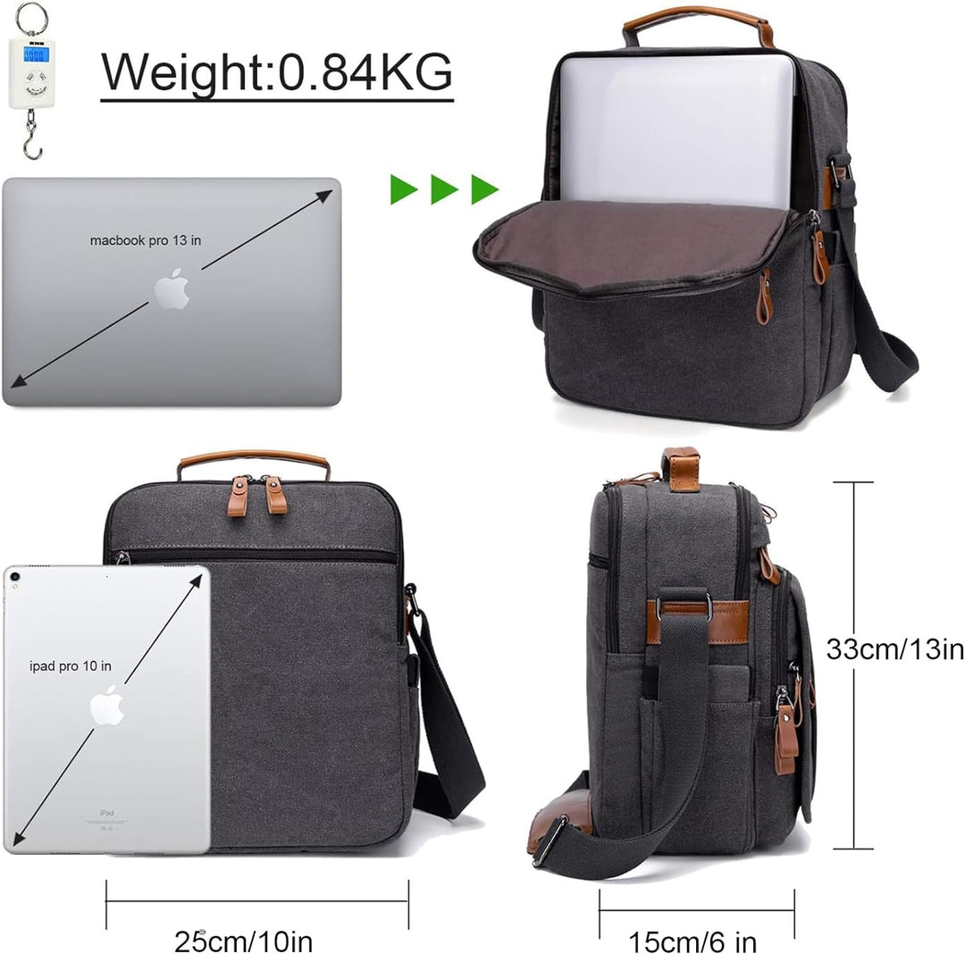 ESTARER Umhängetasche Herren Schultertasche 13 Zoll kleine Herrentasche Kuriertasche aus Canvas für