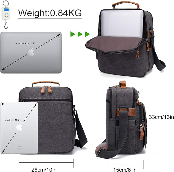 ESTARER Umhängetasche Herren Schultertasche 13 Zoll kleine Herrentasche Kuriertasche aus Canvas für