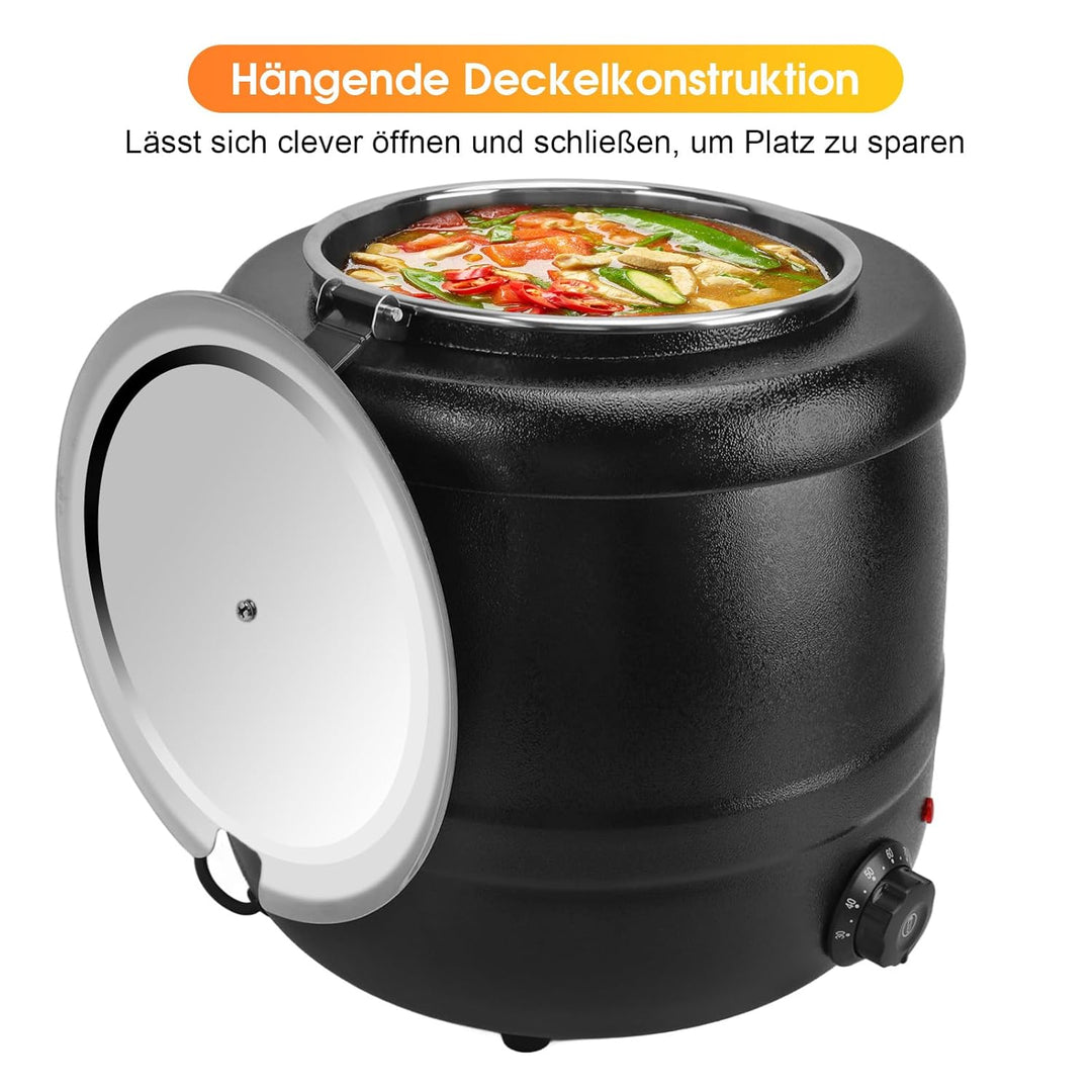 10L Elektrischer Suppentopf, Suppenwärmer 400W Suppenkessel mit Abnehmbare Edelstahl Liner Topf Wärm
