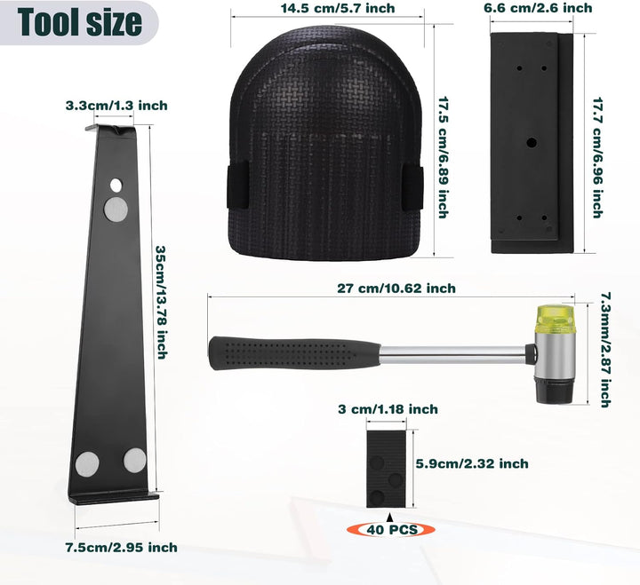 45 Stk Vinyl Verlegeset inkl,Laminat Holzfussboden Installations Set,Holzboden Verlegung Kit mit 40