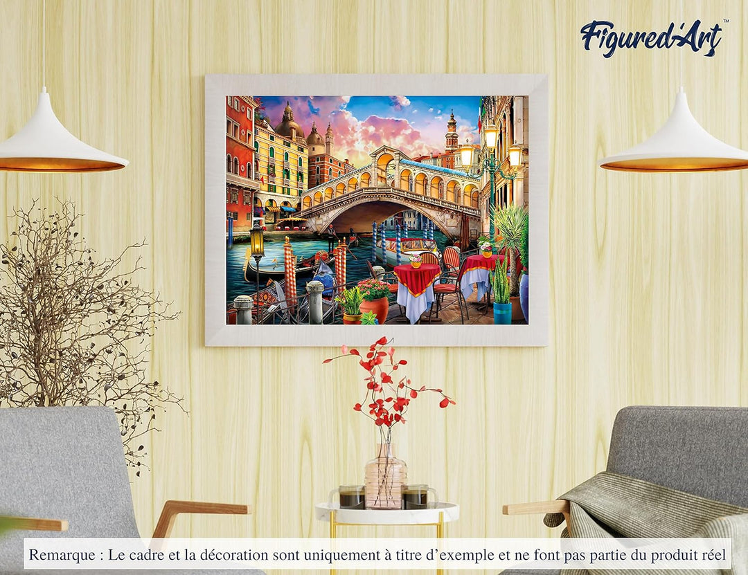 Figured'Art Malen Nach Zahlen Erwachsene Rialtobrücke - Paint by Numbers Basteln DIY Bastelset 40x50