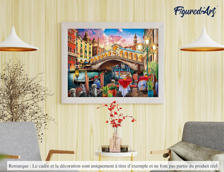 Figured'Art Malen Nach Zahlen Erwachsene Rialtobrücke - Paint by Numbers Basteln DIY Bastelset 40x50