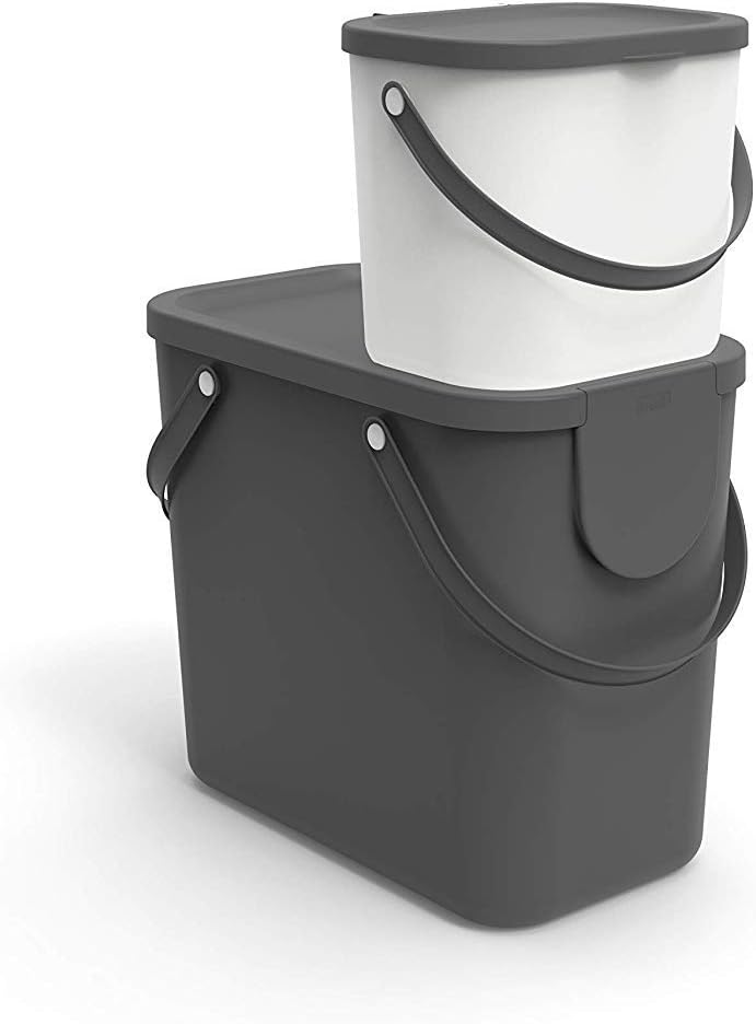 Rotho Albula Biomülleimer 6l mit Deckel und Henkel für die Küche, Kunststoff (PP) BPA-frei, cappucci