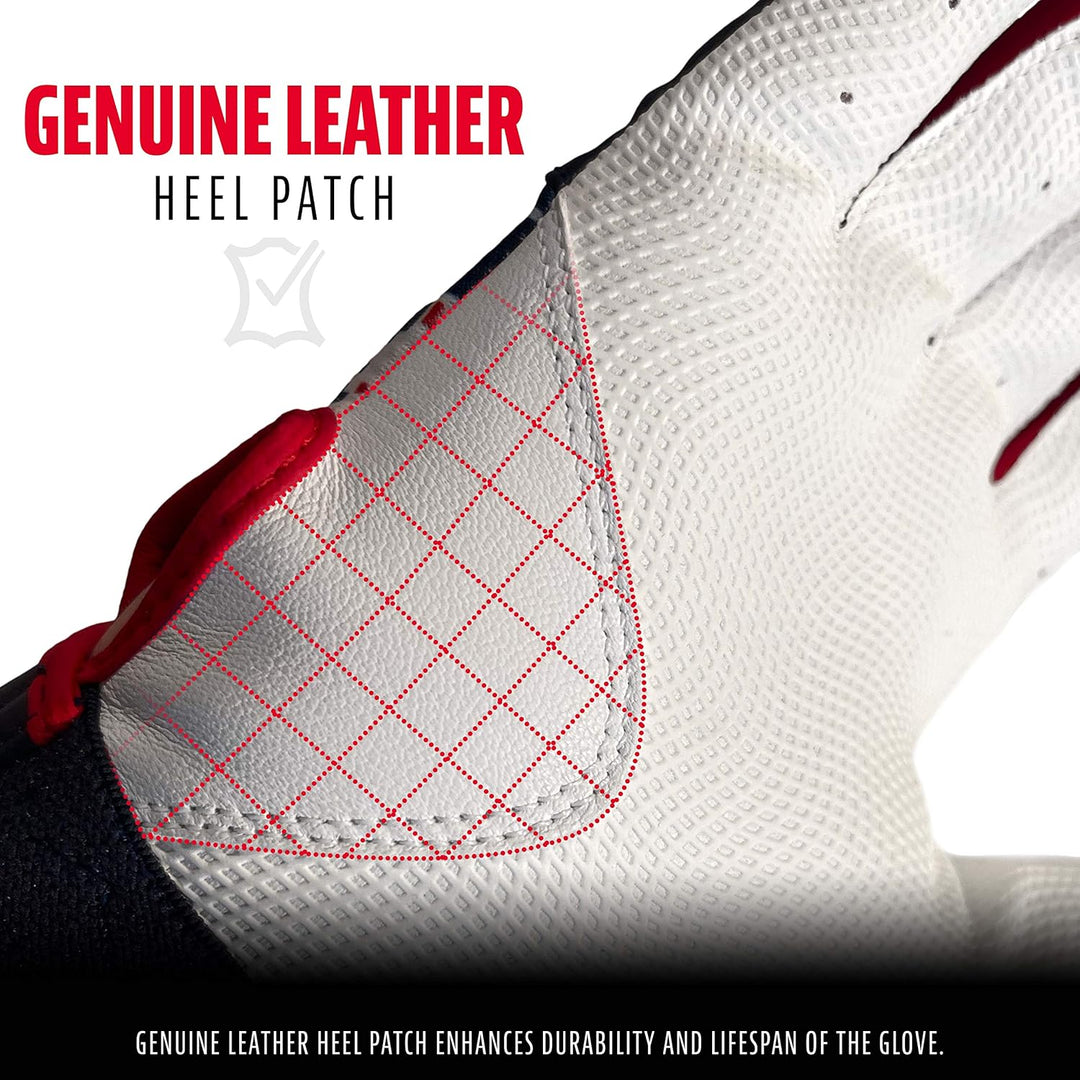 Franklin Sports MLB Digitek Baseball-Schlaghandschuhe Weiss/Marineblau/Rot Erwachsene L, Weiss/Marin