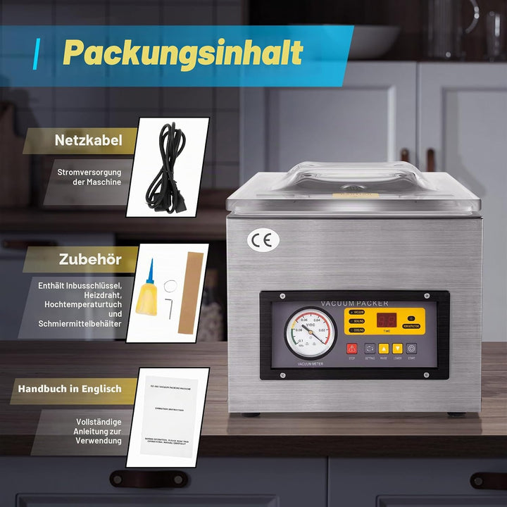 Edelstahl Vakuumierer VakuumiergeräT Vakuummaschine Industriell Automatisch Sealer Einschwei Ger Pac