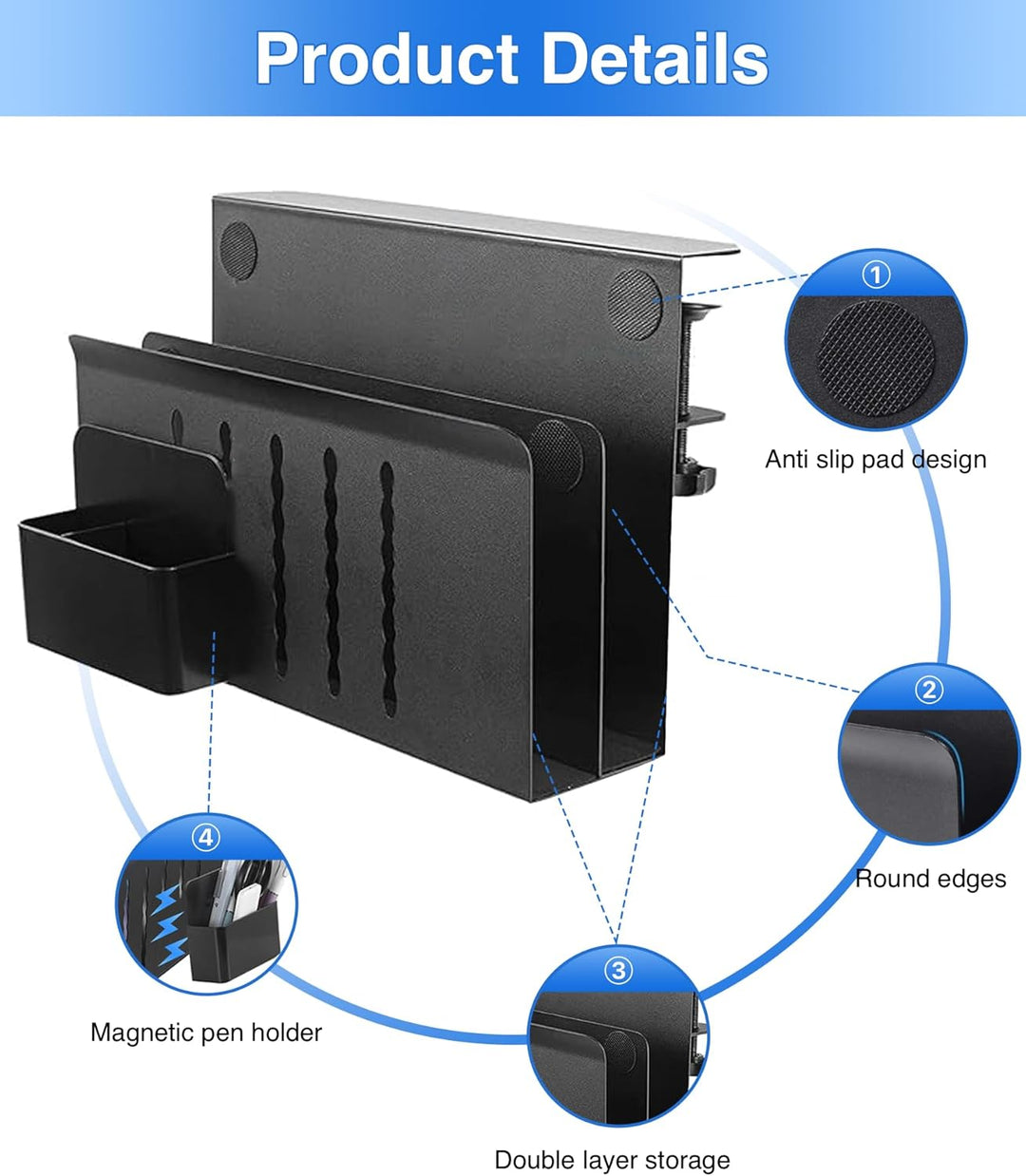 Schreibtisch Seitenaufbewahrung, Doppelschichtiger Desk Side Storage Mit Magnetischer Stifthalter Ke