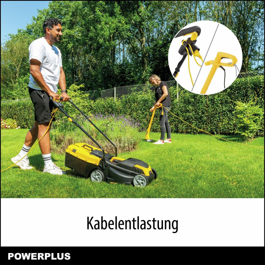 Powerplus Elektrischer Rasenmäher und Rasentrimmer POWXG62205T - Rasenmäher mit 1300 W und 320 mm Ø