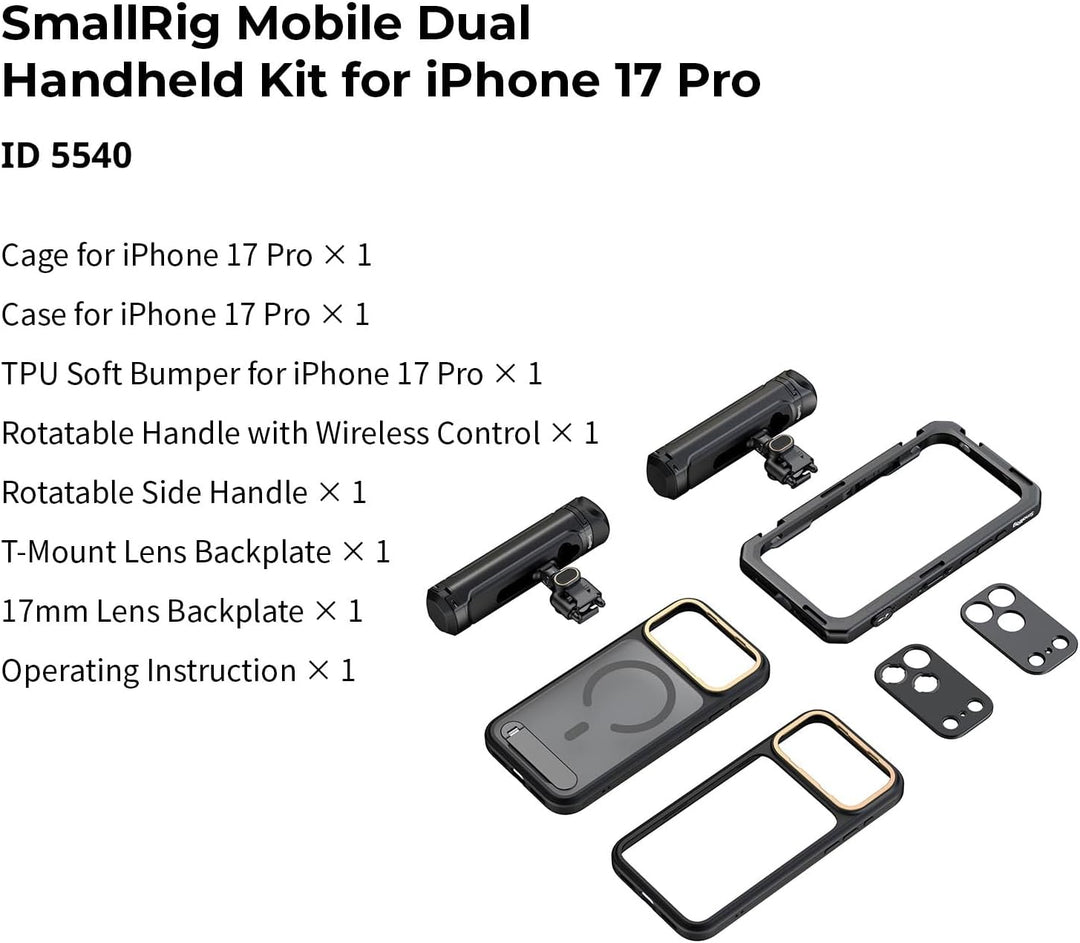 SMALLRIG Mobile Dual Handheld Kit für iPhone 17 Pro, Handyhalterung mit kabellosem Schnellverschluss