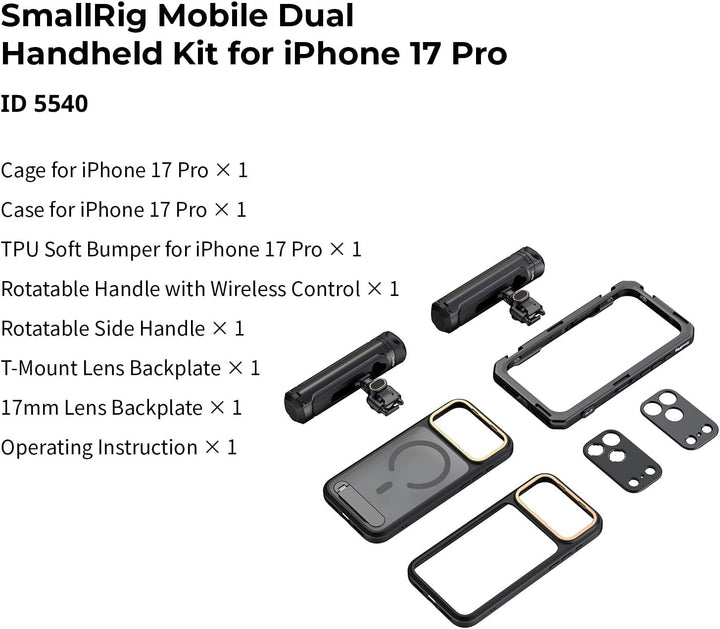 SMALLRIG Mobile Dual Handheld Kit für iPhone 17 Pro, Handyhalterung mit kabellosem Schnellverschluss