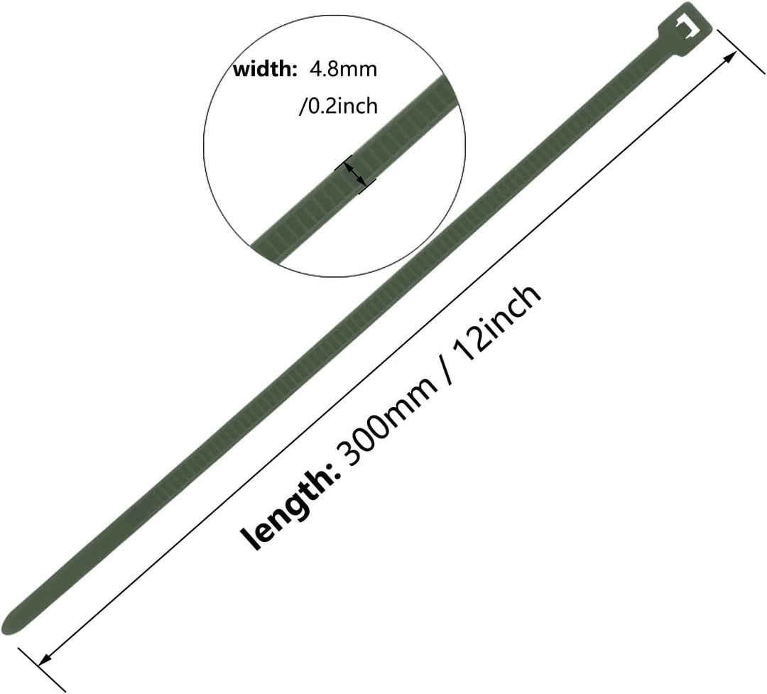 500 Stücks 300mm x 4.8mm Nylon Kabelbinder uv bestaendig Selbstsichernde Kunststoff Kabelbinder UV B