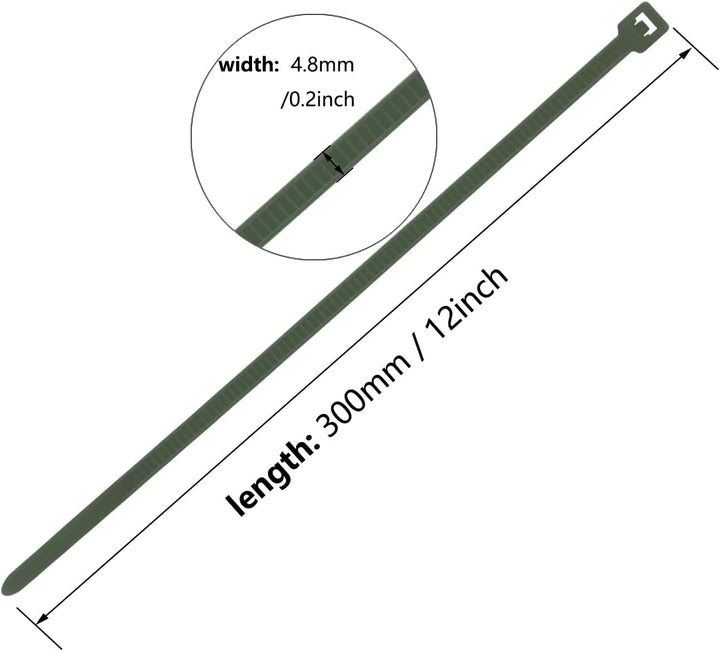500 Stücks 300mm x 4.8mm Nylon Kabelbinder uv bestaendig Selbstsichernde Kunststoff Kabelbinder UV B