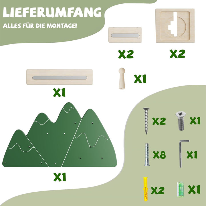 Tonie Regal Green Mountain –Wandmontiertes Tonie-Regal für Toniebox, Ladestation, Magnetisches Tonie