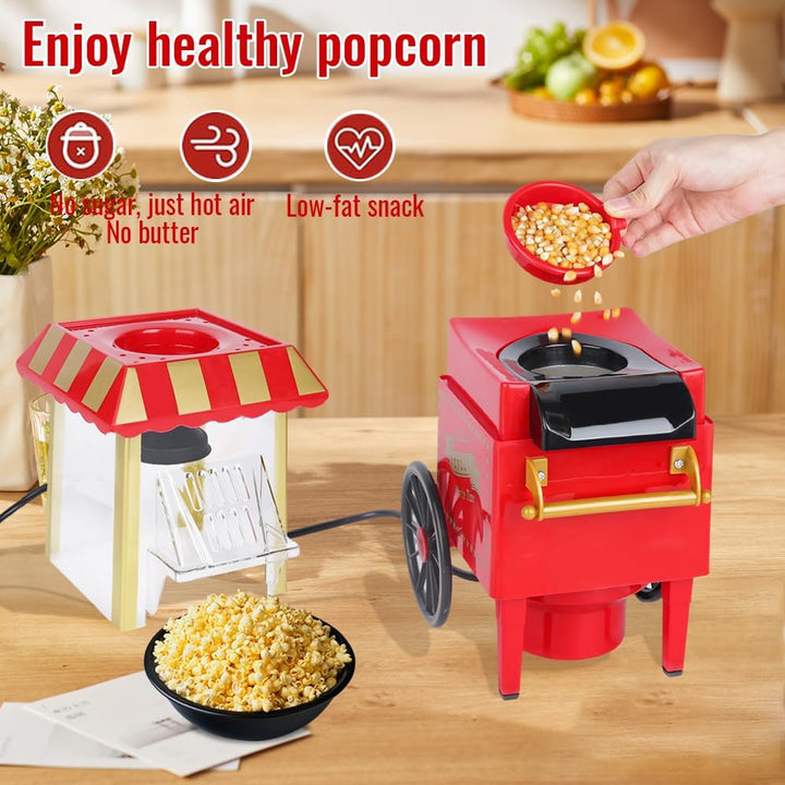 Popcornmaschine, Retro Heissluft Popcorn Maker für fettfreies & ölfreies Popcorn, Gesunde Popcorn Ma