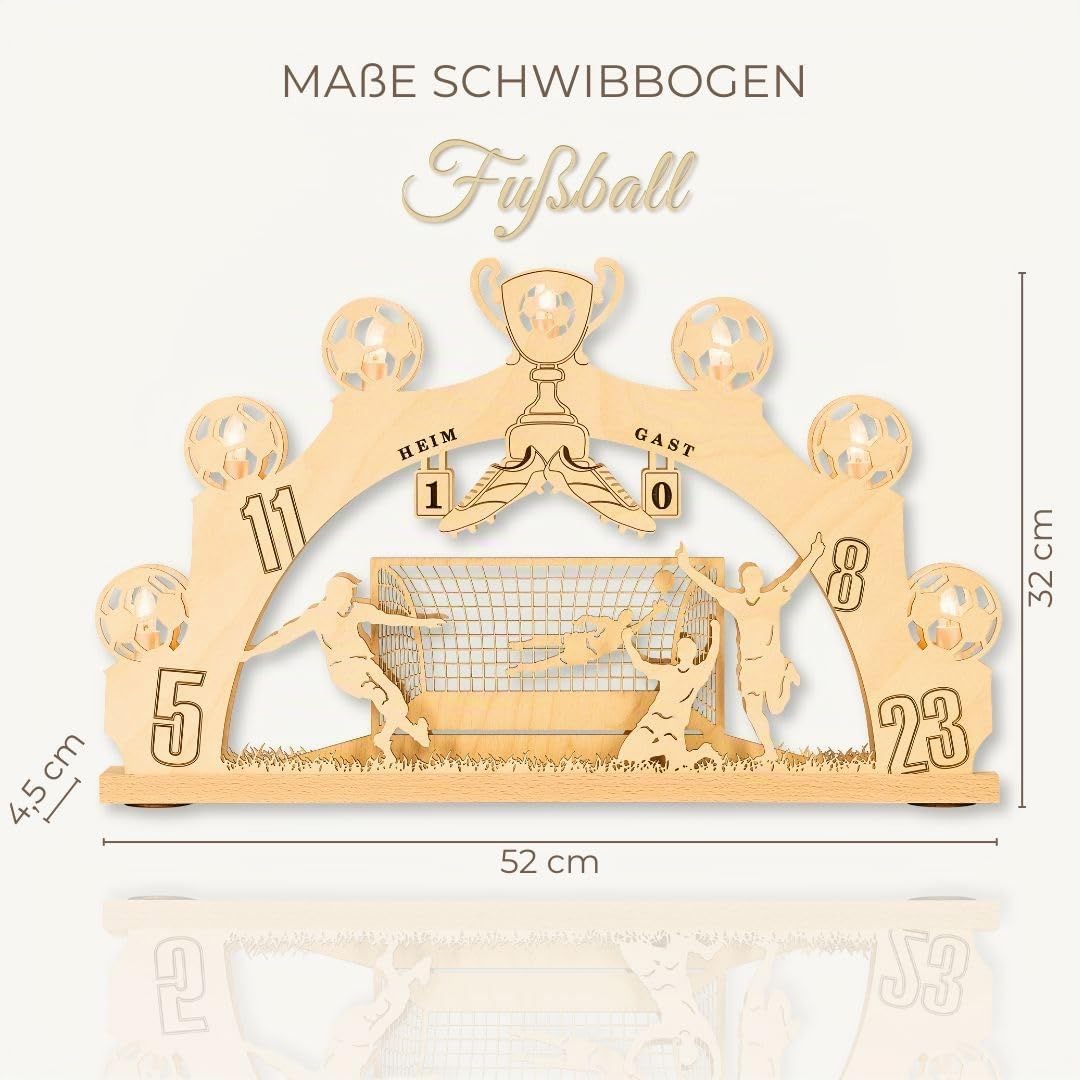 weigla - Schwibbogen original Erzgebirge 7 flg. Fussball - Lichterbogen Weihnachten - 7 x 34 V, 3 W,