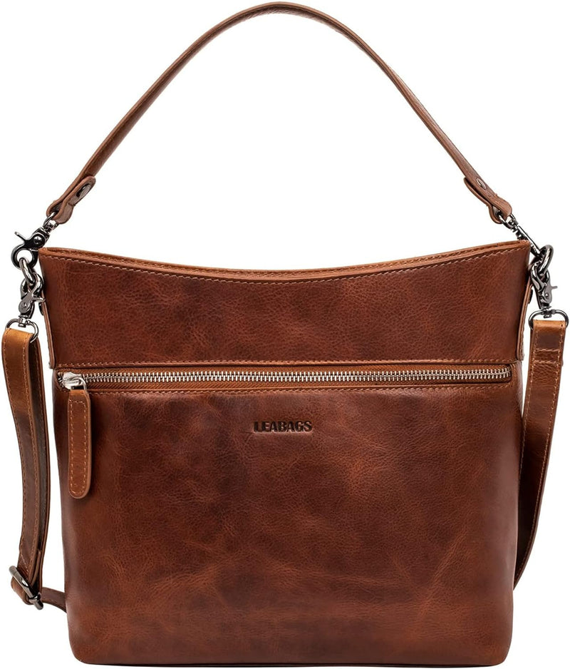 LEABAGS Toronto Umhängetasche I Echtes Leder I Handtasche für Damen I Schultertasche I 30x9x24 cm I