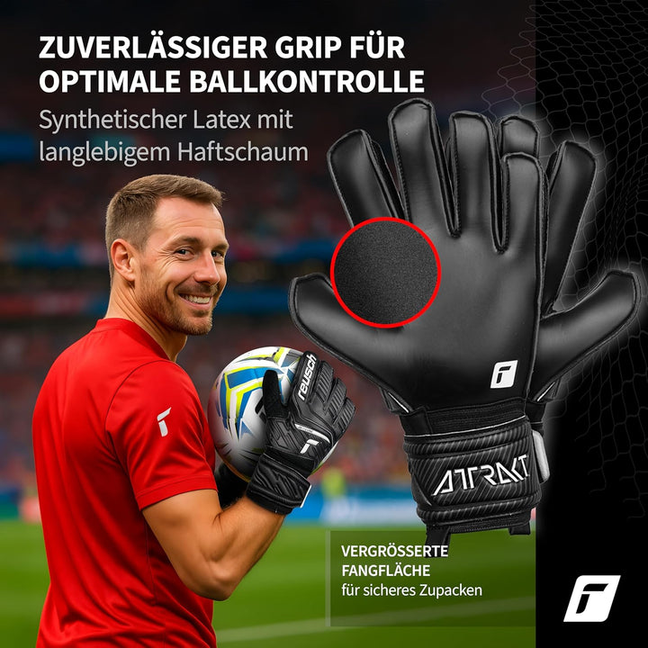 Reusch Herren Attrakt Unisex Torwarthandschuhe mit Aussennaht Schnitt und Solid Belag, Geeignet für