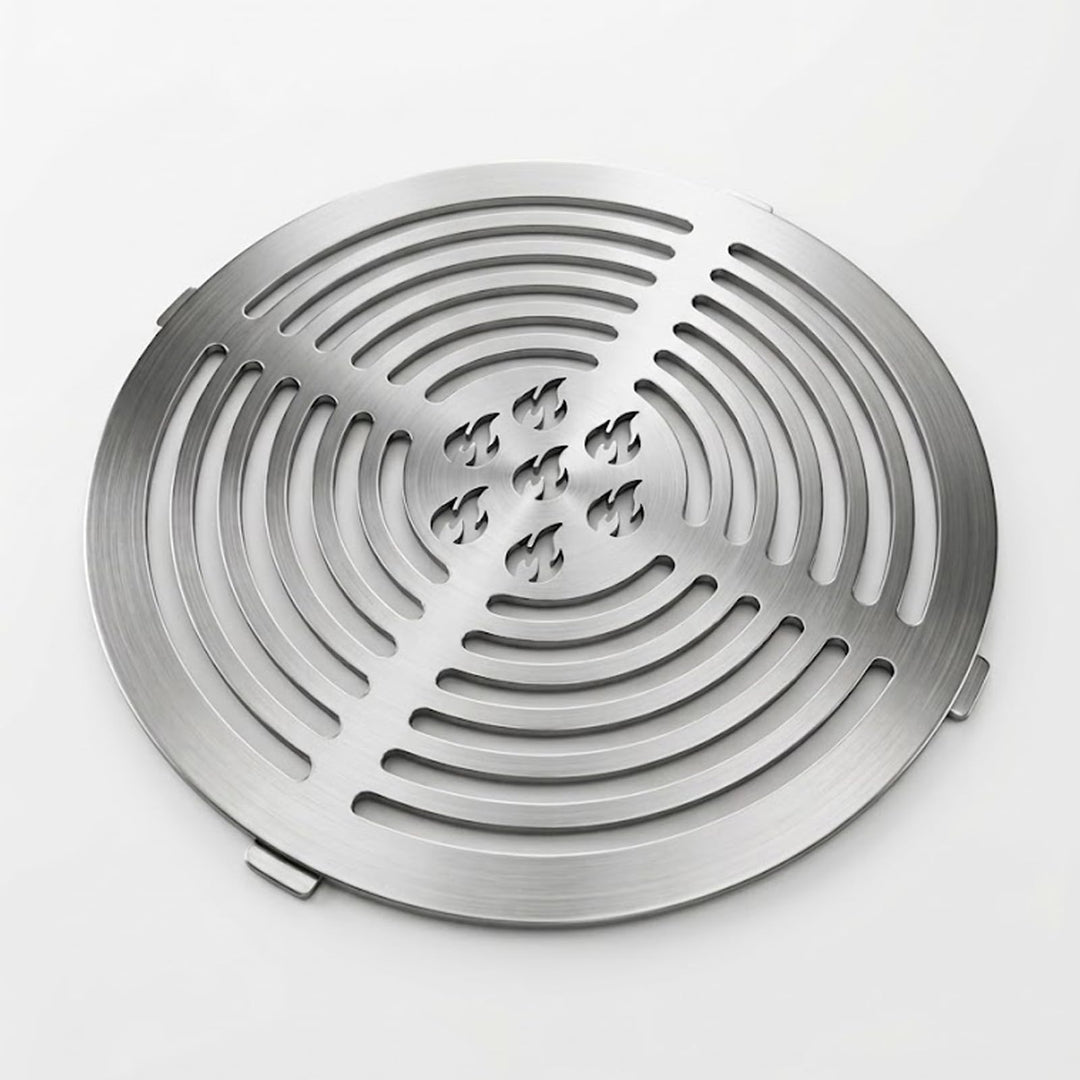 Fox·Bunny Wokaufsatz für Feuerplatten, Edelstahl, Grillplatte Plancha, kreisrunde Öffnung Ø 20 cm (G