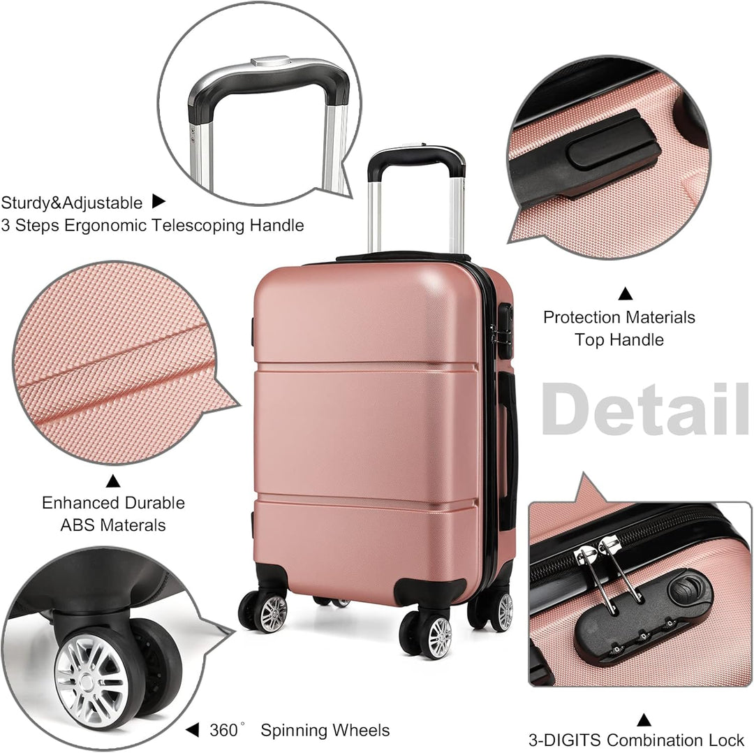 Kono Reisekoffer Handgepäck Koffer mit Rollen Hartschale Trolley 55x38x22cm 33 Liter Leichtgewicht A