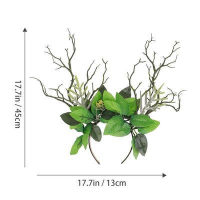 Rentier Haarreif mit Stoff Blätter Mädchen Frau Wald Fee Stirnband Blumenkrone Kranz Elfen Kostüm Zu