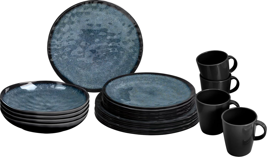 BRUNNER Melamin ESS Geschirr Set Lunch Box 16-teilig Camping Reise Teller Becher Venetian, Venetian