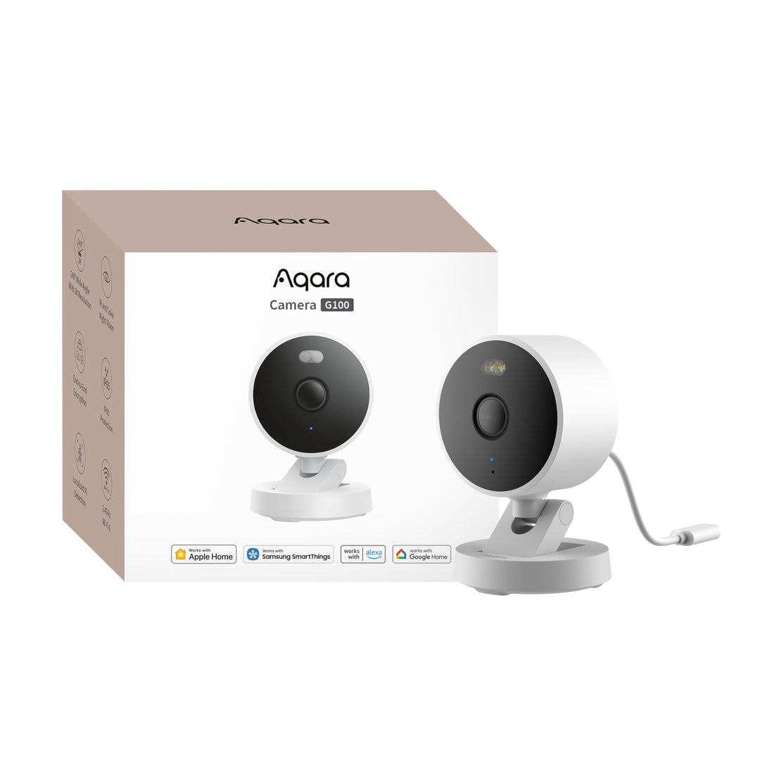 Aqara G100, 2K Sicherheitskamera für Innen & Aussenbereich, HomeKit Secure Video, 2-Wege-Audio, Sche