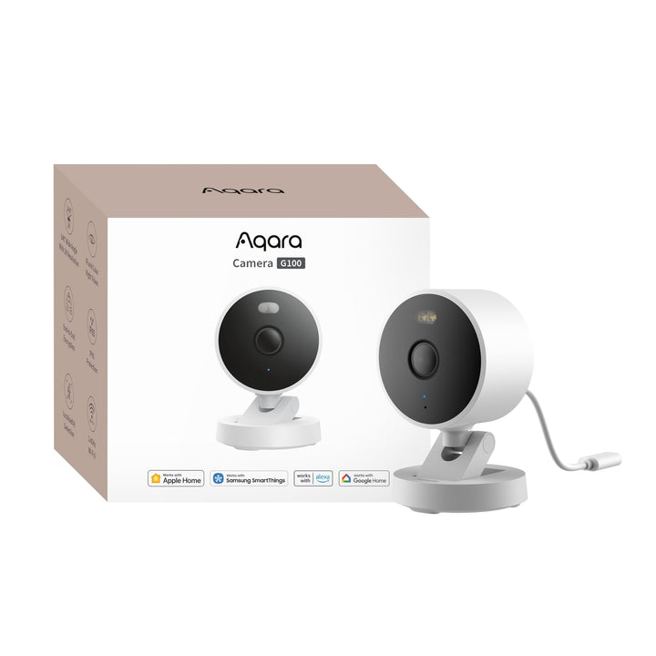 Aqara G100, 2K Sicherheitskamera für Innen & Aussenbereich, HomeKit Secure Video, 2-Wege-Audio, Sche