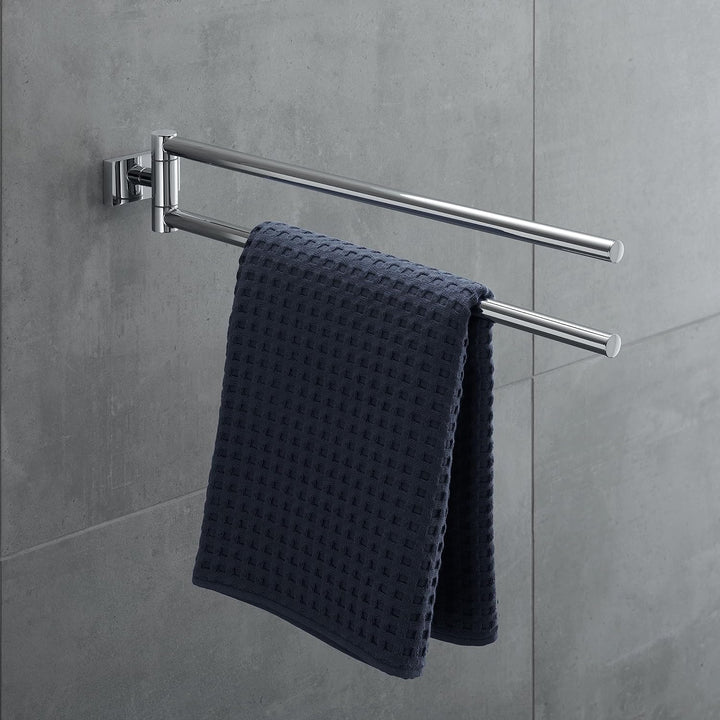 Duravit Handtuchhalter Karree, zweiarmig, Handtuchhalterung Wandmontage, schwenkbar, Handtuchstange