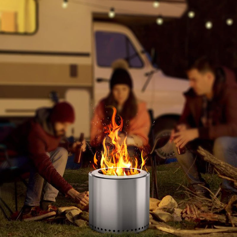 Onlyfire Outdoor Feuerschale aus Edelstahl, Holzbefeuerte Feuerstelle für Terrasse, Garten Camping 3