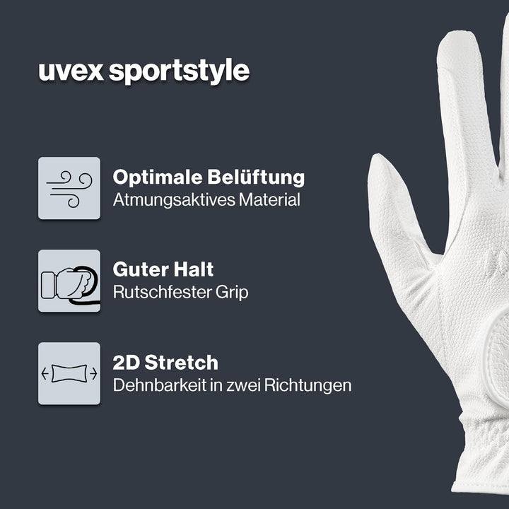 uvex Unisex – Erwachsene Sportstyle Reithandschuhe 5 Weiss, 5 Weiss