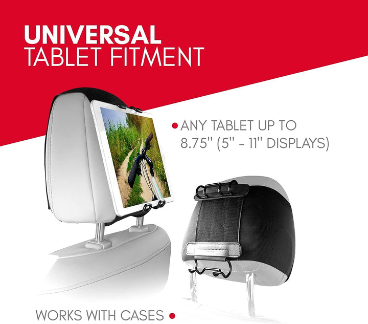 Macally STRAPMOUNT, Kopfstützenhalterung mit verstellbarem Gurt für fast alle Kopfstützen, für iPad