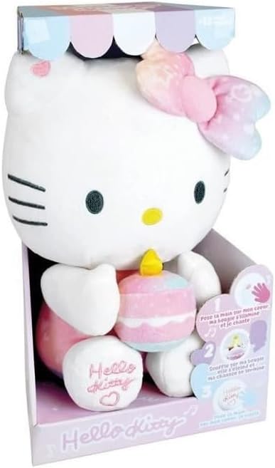 Jemini 024404 Hello Kitty Plüschtier, interaktiv, Geburtstag, +/- 26 cm (Lied, Kerze und Lachen)