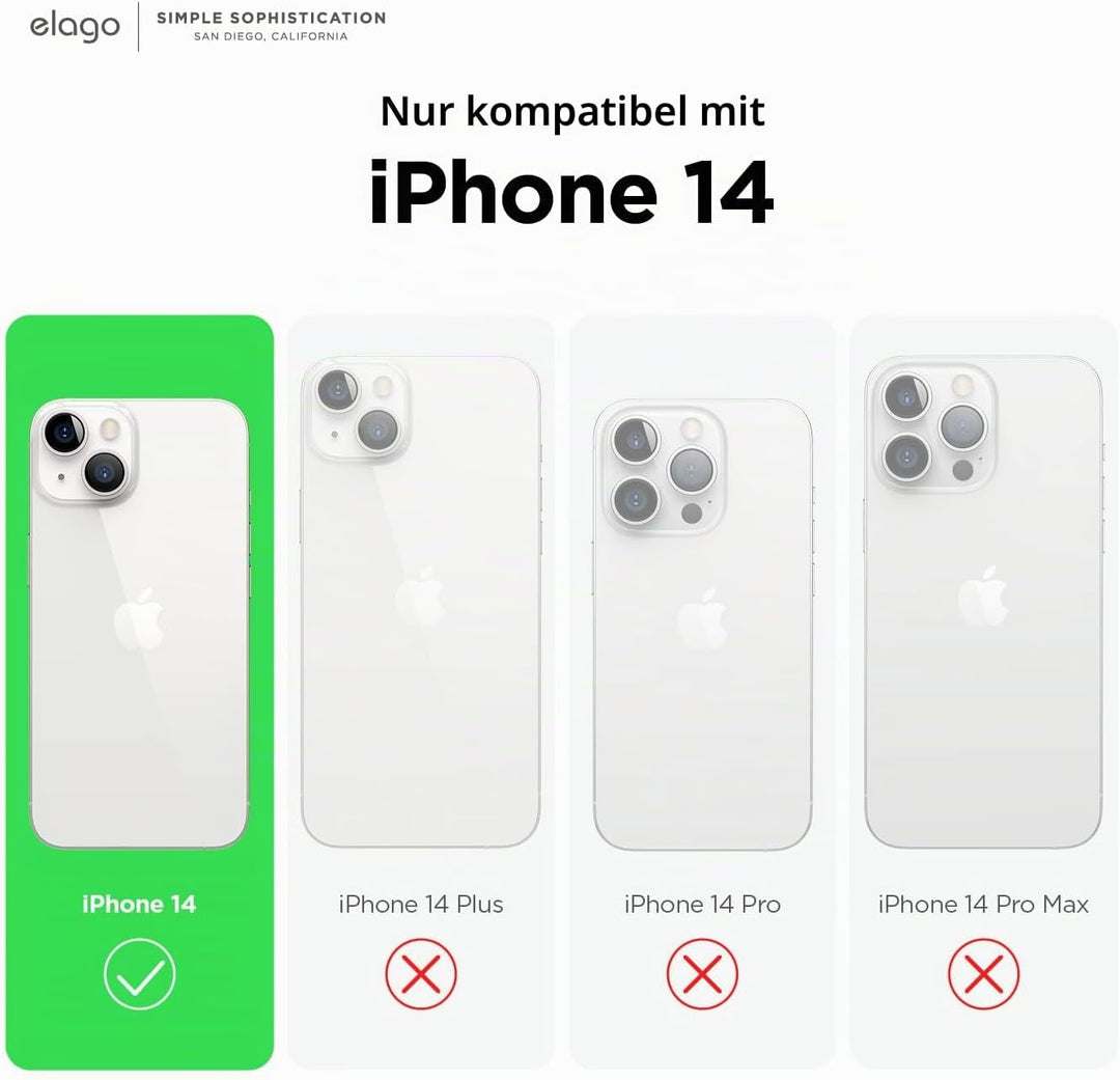 elago Schutzhülle für iPhone 14, Flüssigsilikon, Ganzkörper-Schutzhülle, stossfest, schlanke Handyhü