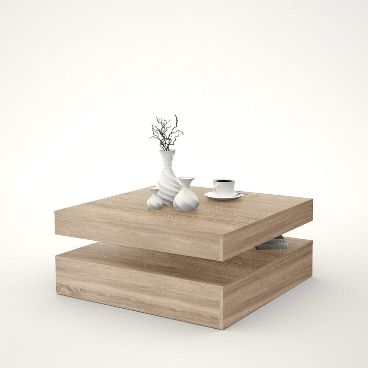 FORTE Coffee Tables Couchtisch mit Ablagefläche und rotierender Tischplatte, Holzwerkstoff, Sonoma E
