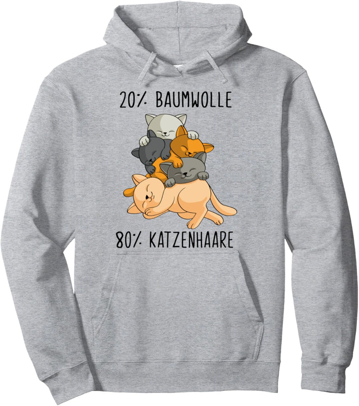 Damen Katzen Klamotten 20% Baumwolle 80% Katzenhaare Pullover Hoodie