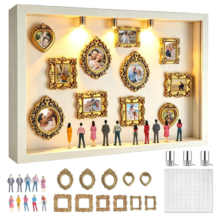 DIY Mini Museum Bilderrahmen, Silhouette Box mit LED Licht, Weiss