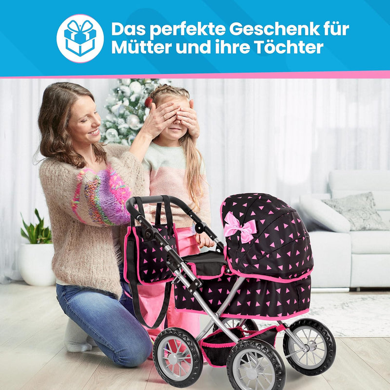 Kinderplay Puppenwagen ab 2 Jahre, Kinderwagen Puppen - Leichte und Stabile Konstruktion, Kinderpupp