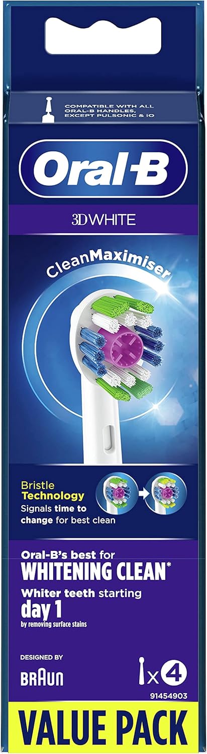Oral-B 3D White, b眉rsten f眉r elektrische Zahnb眉rste mit CleanMaximiser-Technologie, 4 St眉ck. Weiss 4