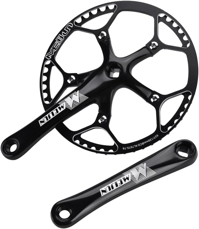 Tbest Fahrrad kurbelgarnitur Singlespeed Crankset 53T Mountainbike Fixed Gear Tretkurbel Aluminiumle