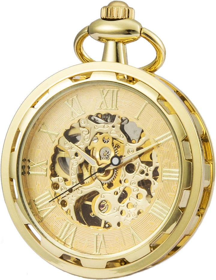 SEWOR Single Face Mechanische Handaufzugwerk Taschenuhr Gold, Gold