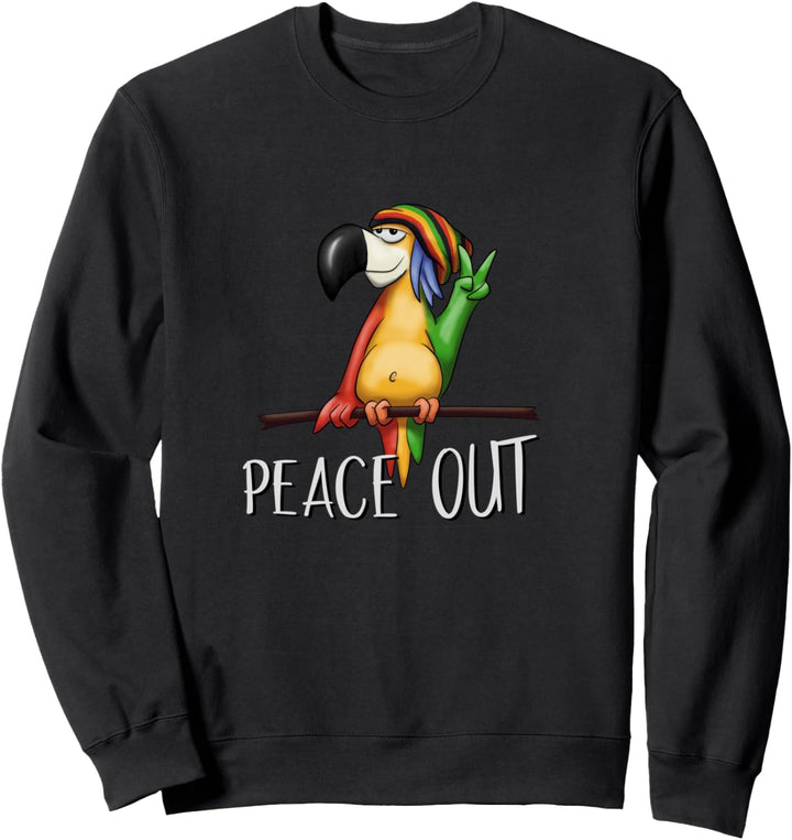 Lässiger Comic Rasta Vogel Reggae Papagei Peace Out Sweatshirt