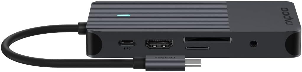 Rapoo UCM-2005 USB-C Multiport Adapter 10-in-1, 100W Power Delievery, 2x 4K HDMI, 1 Gbps LAN, 1 USB-